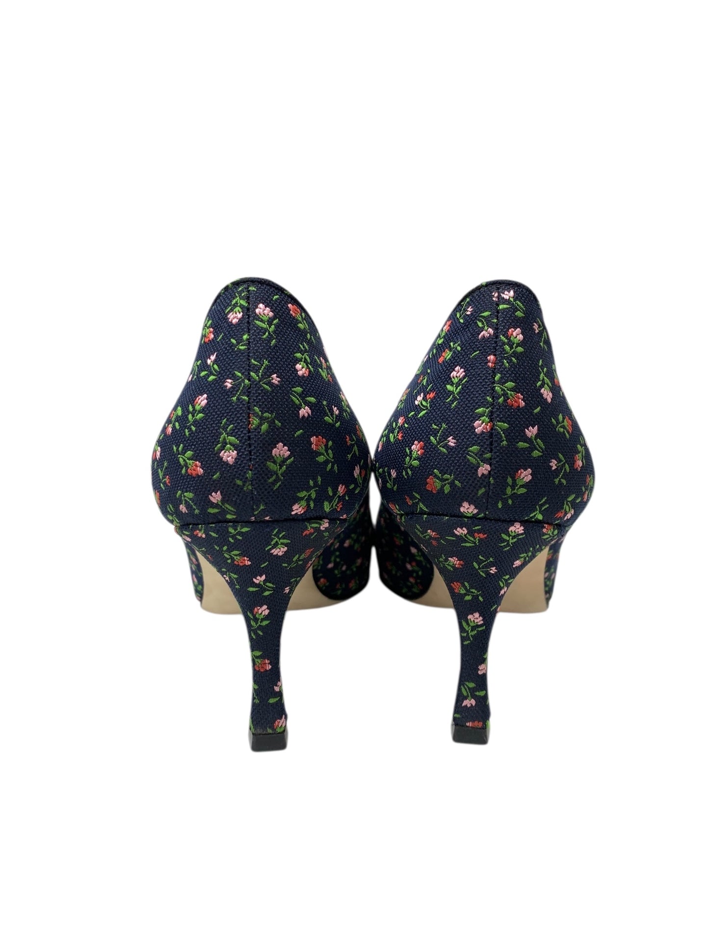 マノロブラニク 02WMAPBR0070 パンプス 36.5 ネイビー フラワーモチーフ 刺繍 ポインテッドトゥ ITH8Z76HISAS