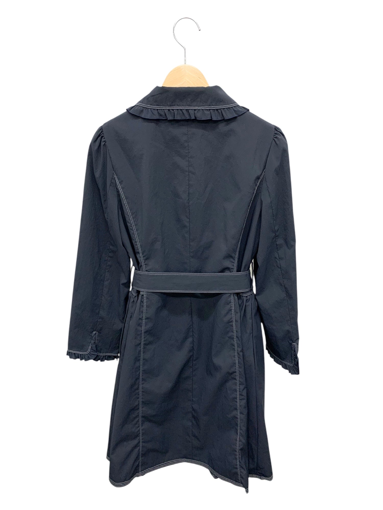 美品＊M’S GRACY サイズ40(L相当) フリル襟 ロングコート 紺 美品＊M'S GRACY サイズ40(L相当) フリル襟 ロングコート 紺