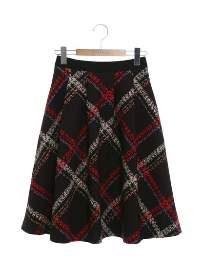 エムズグレイシー Check Print Skirt 817536 スカート 36 ブラック チェック IT9G6D1XUWVS