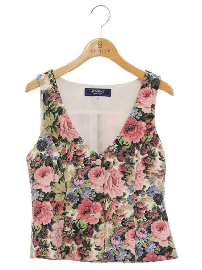 エムズグレイシー ゴブラン調プリントベスト 214501 36 ピンク フラワーモチーフ ITVDNL0OQR7V