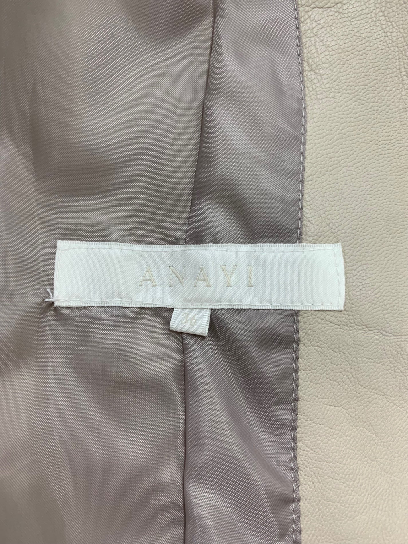 アナイ 10217-09-91-360 レザージャケット 36 ベージュ ノーカラー ITYT76BWNE4M