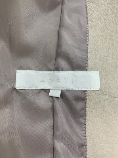 アナイ 10217-09-91-360 レザージャケット 36 ベージュ ノーカラー ITYT76BWNE4M