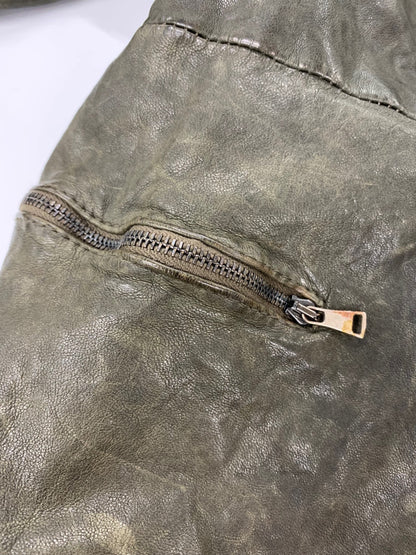 ジョルジオブラット A0509L JM116 レザージャケット 40 カーキグリーン ラムレザー 羊革 ITFVW0B8I2L8