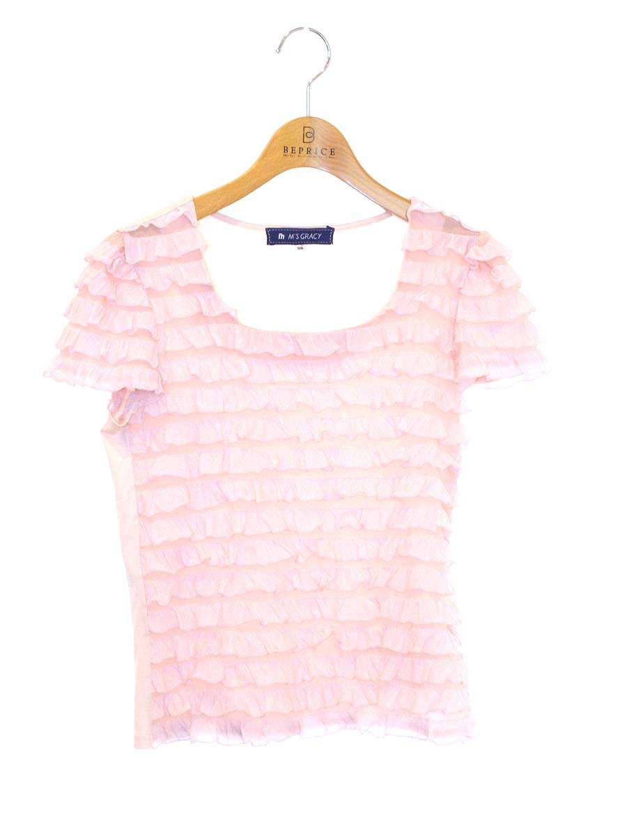 エムズグレイシー 225007 Tシャツ カットソー 38 ピンク フリル ITOEEM7DKNHE