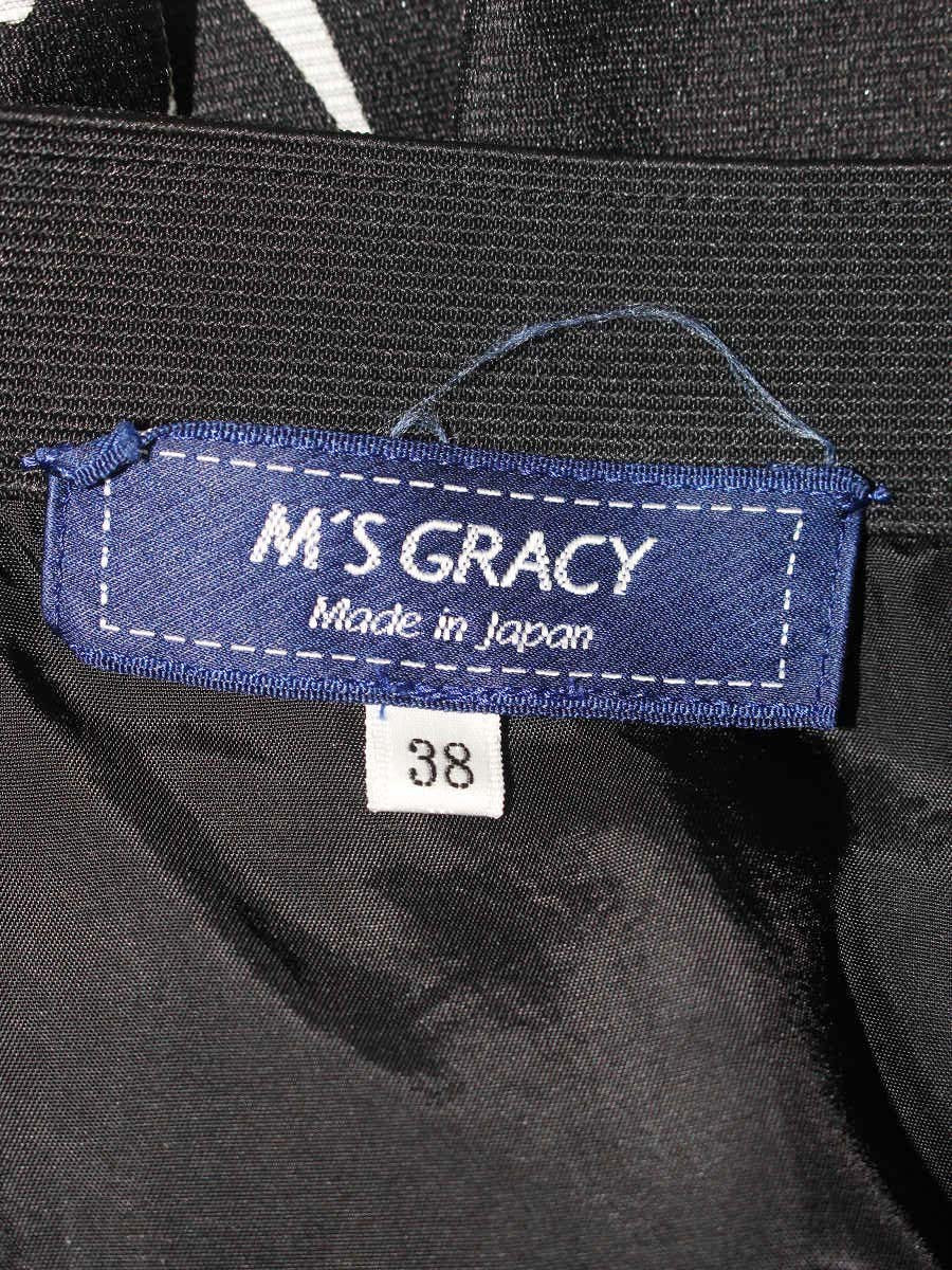 エムズグレイシー 217109 スカート 38 ブラック カメリア リボン IT9O8YZJIOG0