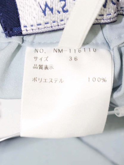 エムズグレイシー 116110 パンツ 36 ブルー リボン付きクロップドパンツ ITBHOXDW531C