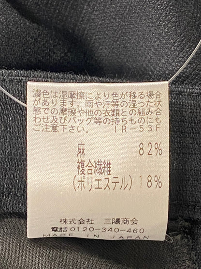 エポカ M5R12-756-09 パンツ 38 ブラック ワイド クロップド リネン混 IT5PZEYJENMO