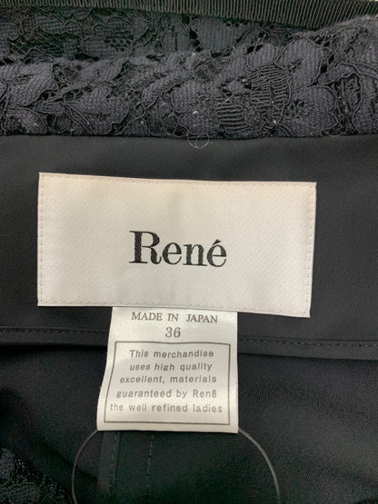 ルネ 6018030 コート 36 ブラック フーディー ラインストーンビジュー ITSFMQ28UPT4