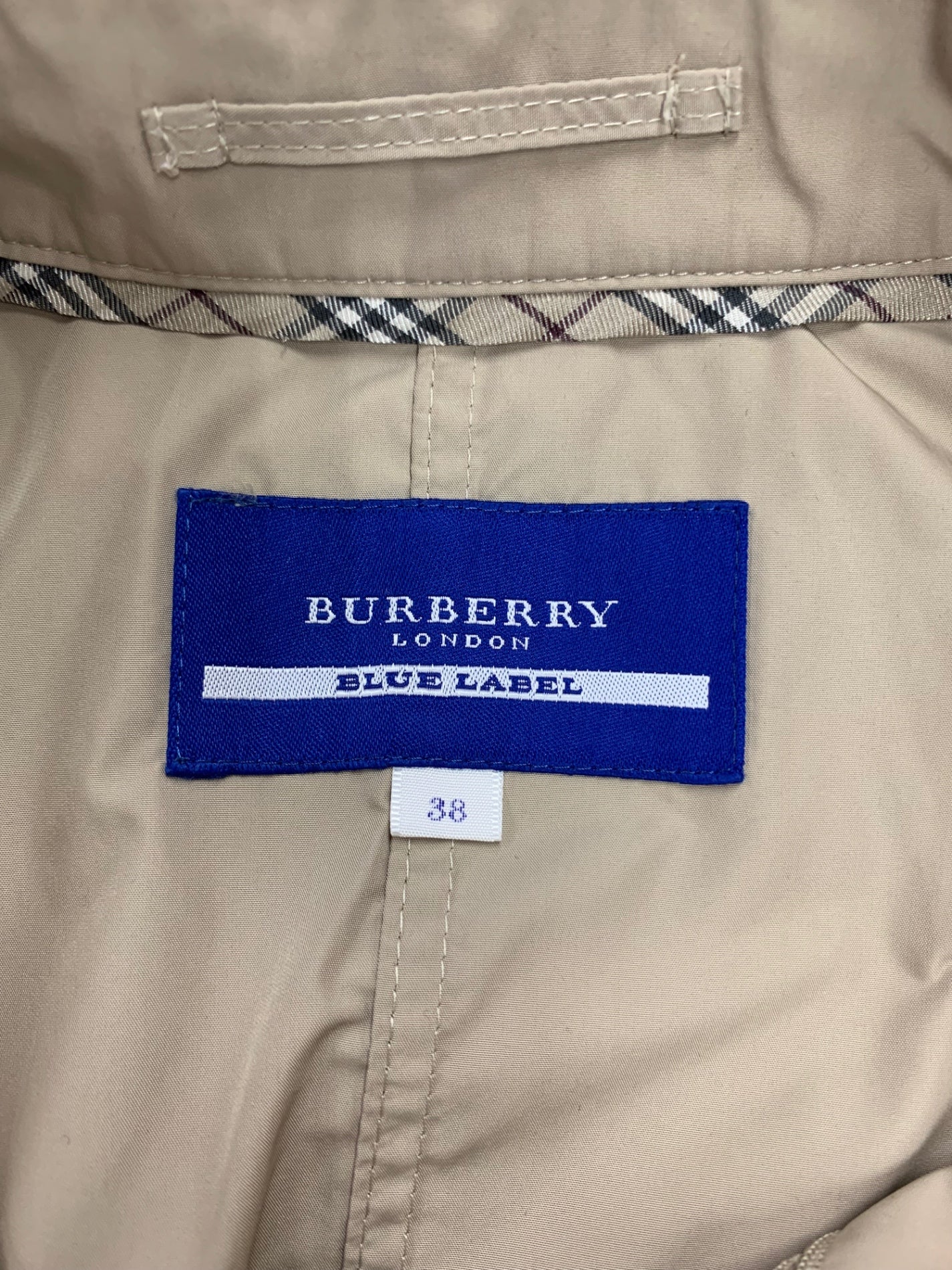 バーバリーブルーレーベル E1F28-599-40 ショートトレンチコート 38 ベージュ ITEJS5OC9MU8