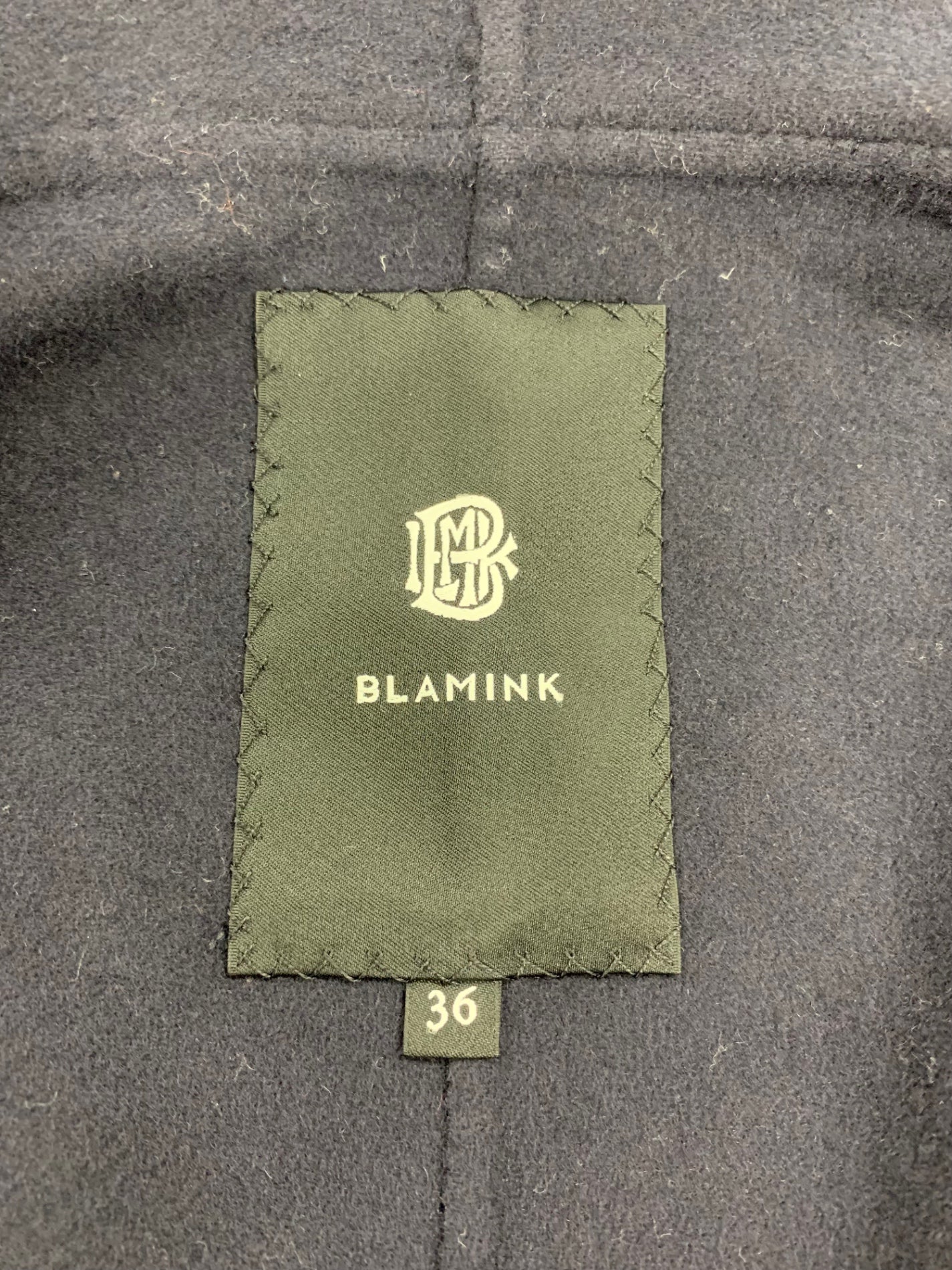 ブラミンク 7925-299-0293 コート 36 ネイビー ウール カシミヤ フード ITIRXHT9E6Q0