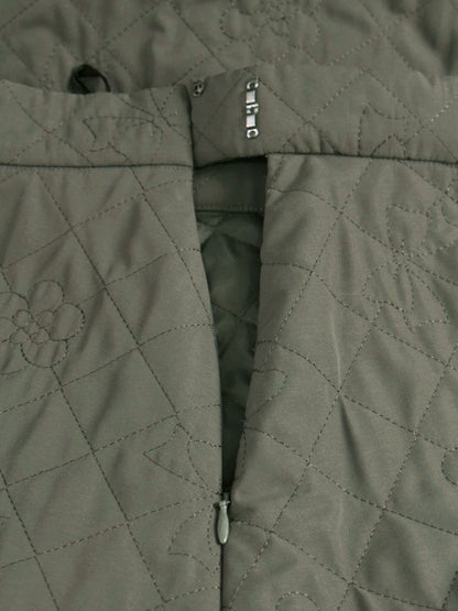 エムズグレイシー カメリアｘリボン柄キルティングフレア 417613 スカート 40 グレー ITBFKAAQJDHA