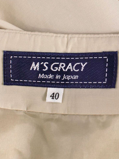 エムズグレイシー サマータフタ 117120 スカート 40 ベージュ タック フレア ITGO6EWI15J0