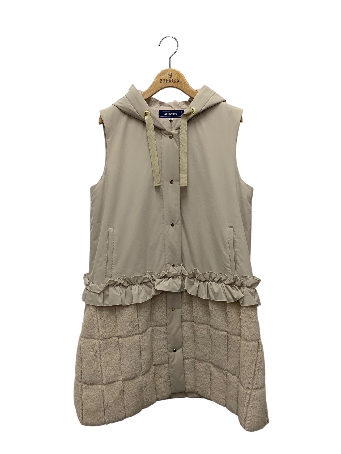 エムズグレイシー フェイクファー付き2WAYライトアウター 414523 コート 38 ベージュ IT7O4LBZNPKI