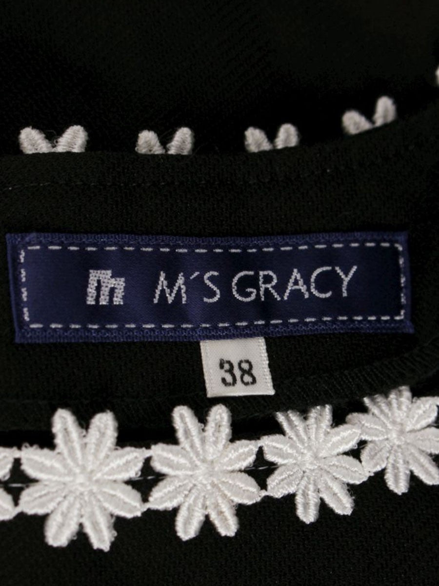 エムズグレイシー 321363 ワンピース 38 ブラック コットン フラワーモチーフ IT1SSGCCO42I