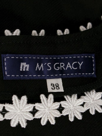 エムズグレイシー 321363 ワンピース 38 ブラック コットン フラワーモチーフ IT1SSGCCO42I