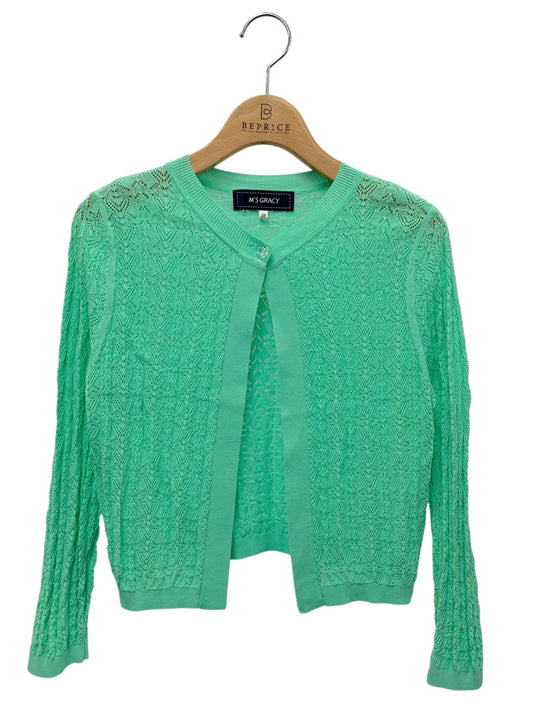 エムズグレイシー レーシー調カーディガン 418334 38 グリーン レース ITLR0MYVC3P1