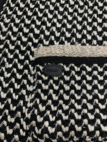 フォクシーブティック Platinum Tweed 35326 ジャケット 38 ブラック ツイード ノーカラー IT02W3T2GIIL