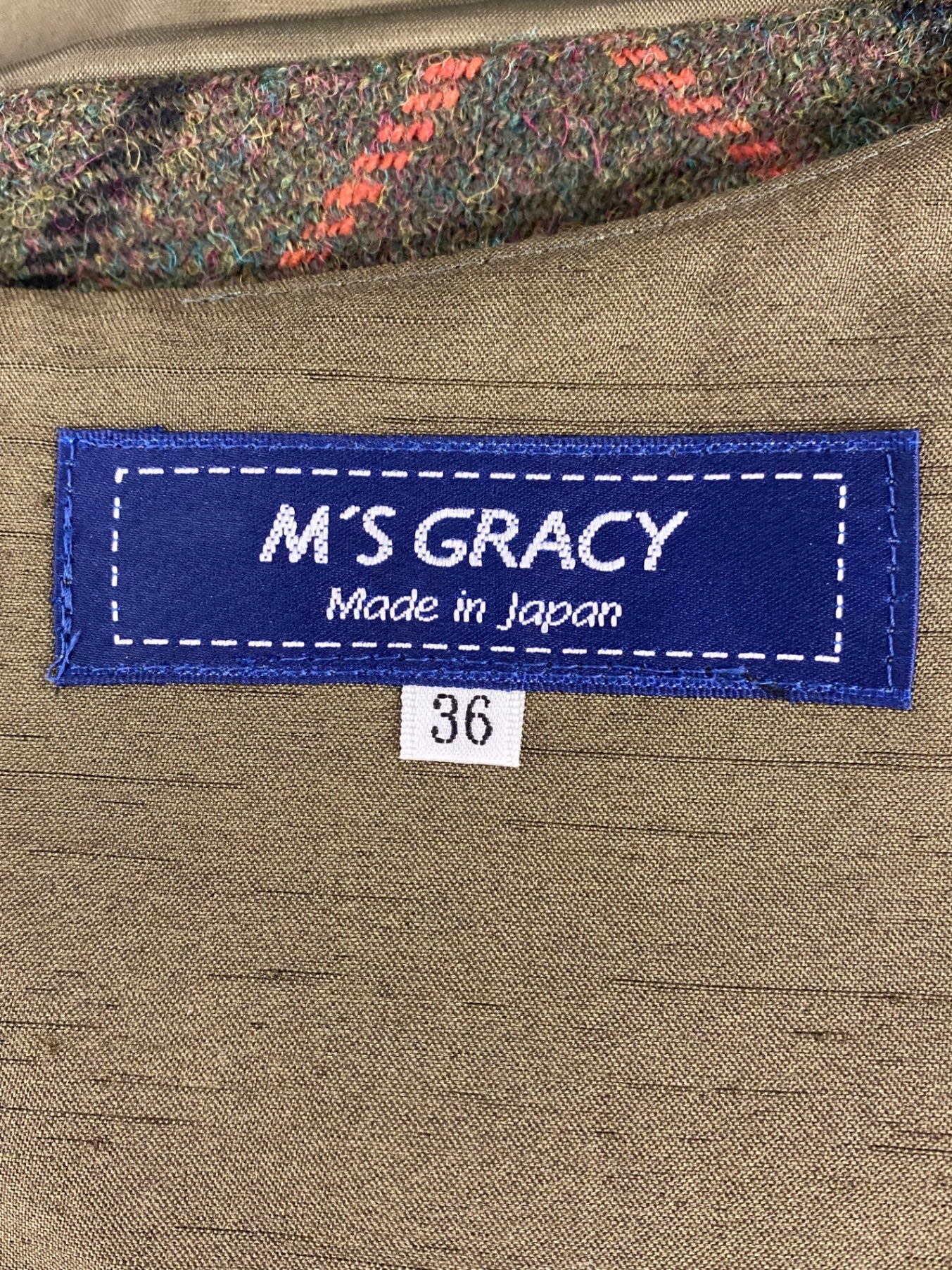 エムズグレイシー 317619 スカート 36 カーキグリーン チェック ウール ITO8RHKO6ZLE