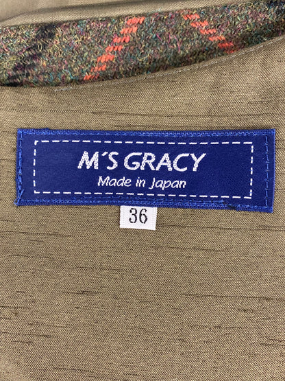 エムズグレイシー 317619 スカート 36 カーキグリーン チェック ウール ITO8RHKO6ZLE