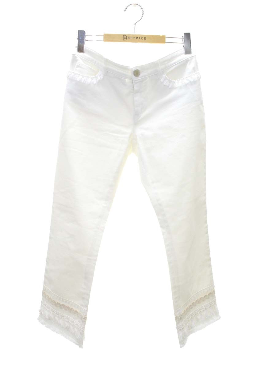 ウィークエンドマックスマーラ 51311071 パンツ 40 ホワイト ストレート タッセル ITL8R5J75NMY