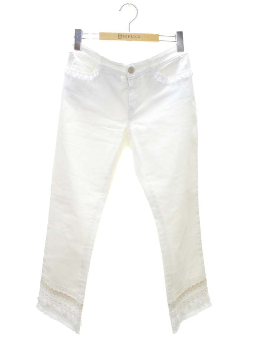 ウィークエンドマックスマーラ 51311071 パンツ 40 ホワイト ストレート タッセル ITL8R5J75NMY