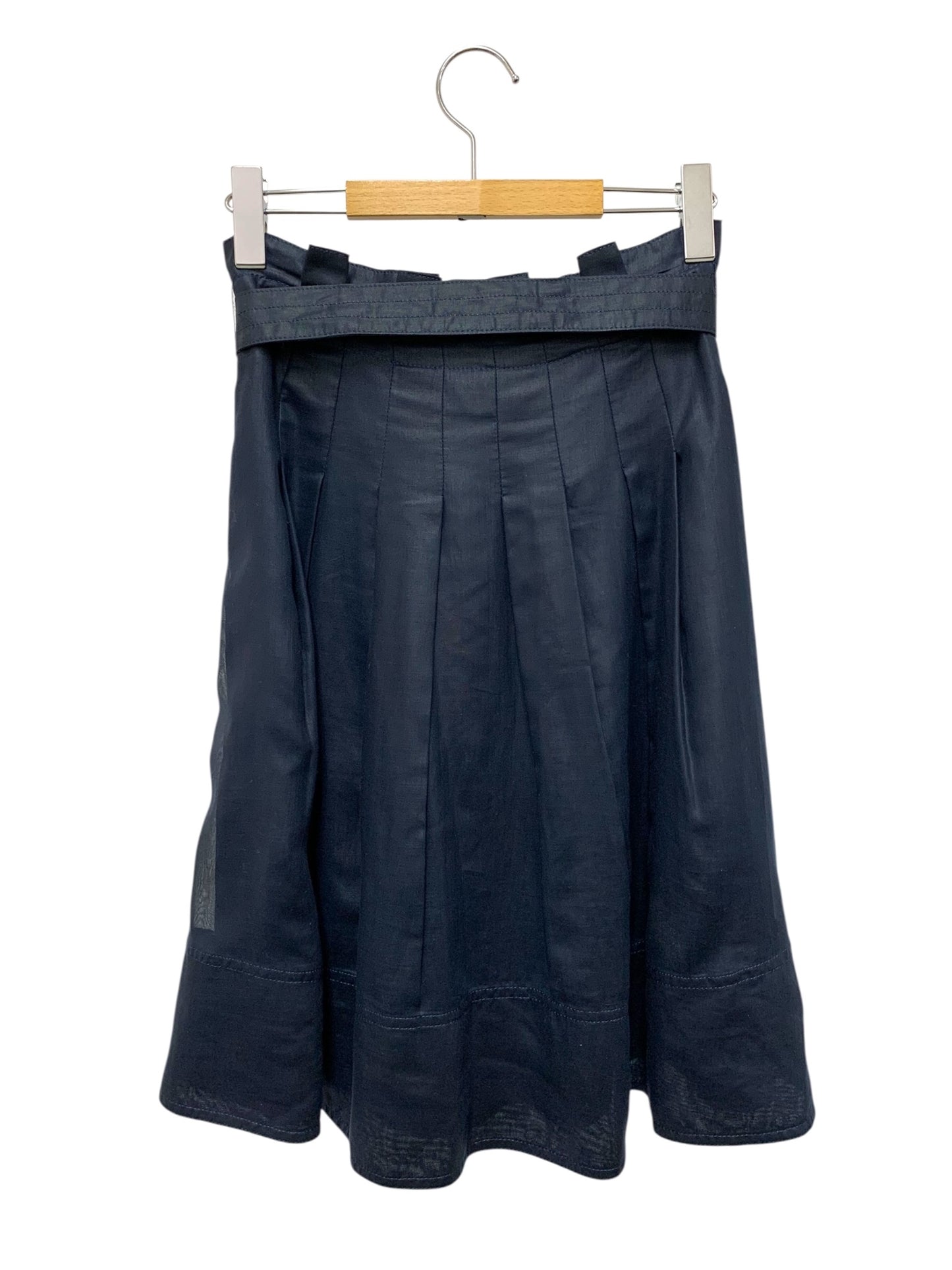 エムズグレイシー 927345 スカート 38 ネイビー タックフレア IT2Y8O75B23C 【SALE】