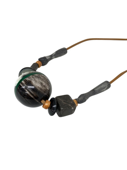 マルニ ネックレス グレー ストーンモチーフ 石 レザー IT6KRC45OH88