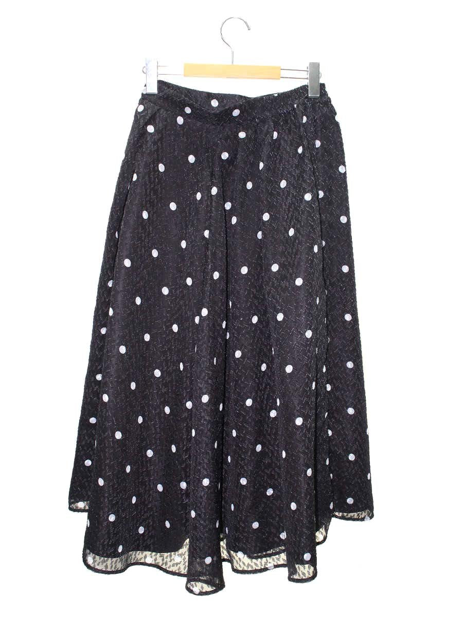 セルフォード カットジャガードプリントタックスカート CWFS244088 38 ブラック ドット IT5AA8JGBMRG