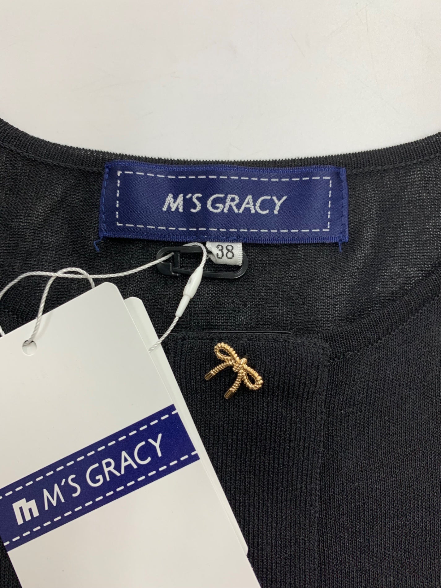 エムズグレイシー 袖モチーフ入り 518324 カーディガン 38 ブラック パフスリーブ ITZG471ZB6Y8