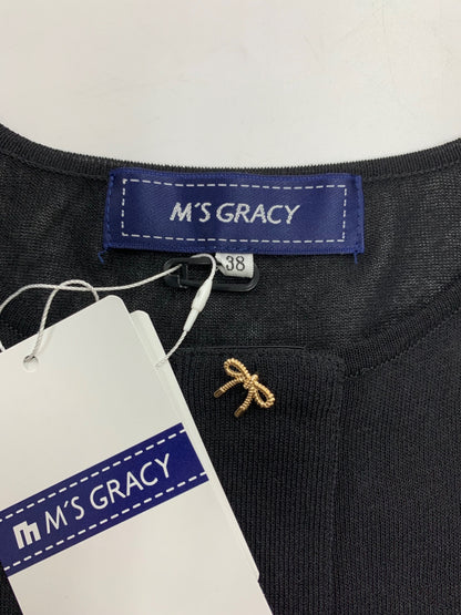 エムズグレイシー 袖モチーフ入り 518324 カーディガン 38 ブラック パフスリーブ ITZG471ZB6Y8