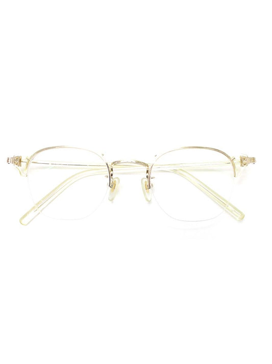 越前國甚六作 JN-063 メガネ 透明/ライトゴールド 甚ノ六拾参 チタニウム コンビフレーム ハーフリム ブロー IT602YHTCPD8
