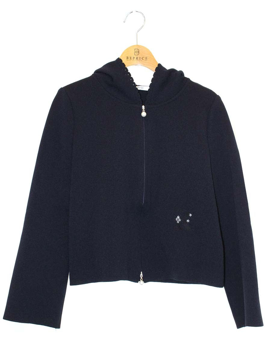 ルネ DAILY KNIT HOODIE 6212230 フード付きカーディガン 36 ネイビー ITV7MJO3Y5SQ