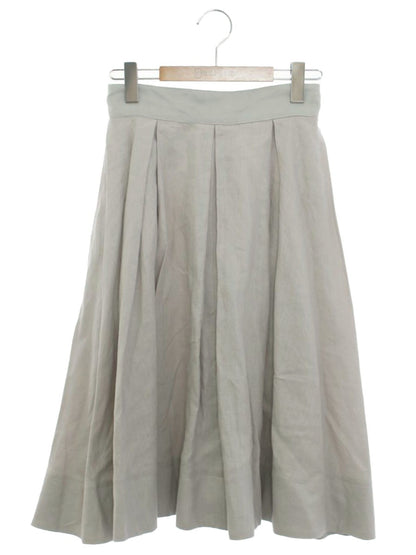 フォクシーブティック A-Line Pleated Skirt 36910 スカート 38 グレージュ リネン SP品 ITSRXOJVWZEQ 【SALE】