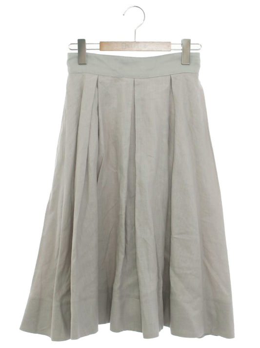 フォクシーブティック A-Line Pleated Skirt 36910 スカート 38 グレージュ リネン SP品 ITSRXOJVWZEQ 【SALE】