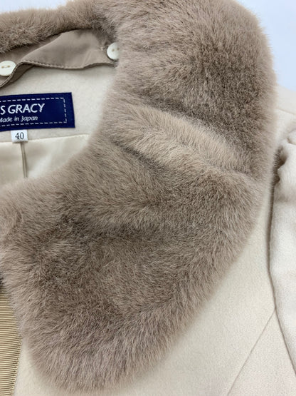 エムズグレイシー スーパー120ドレスコート 219613 コート 40 ベージュ  フェイクファー ウール 2way ダブルジップ IT9G21XUCJPS