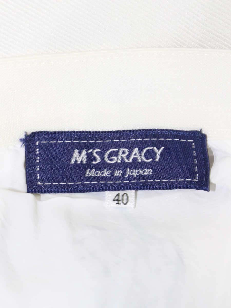 エムズグレイシー 117322 スカート 40 ホワイト タック フリル アイコン ITU0LART8XEE