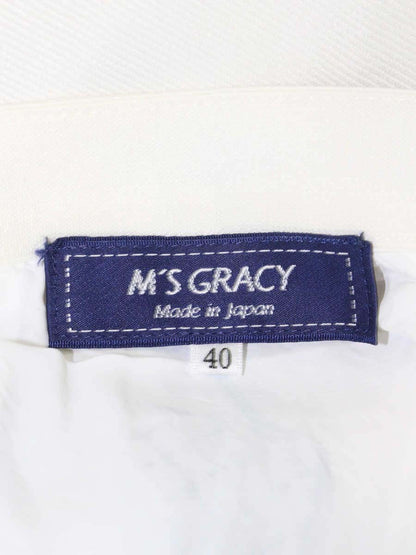 エムズグレイシー 117322 スカート 40 ホワイト タック フリル アイコン ITU0LART8XEE