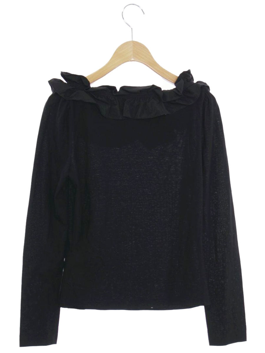 エムズグレイシー 625104 Tシャツ カットソー 38 ブラック フリル グログランリボン IT2IMP3Q88NC