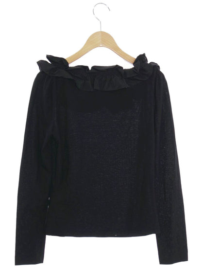 エムズグレイシー 625104 Tシャツ カットソー 38 ブラック フリル グログランリボン IT2IMP3Q88NC