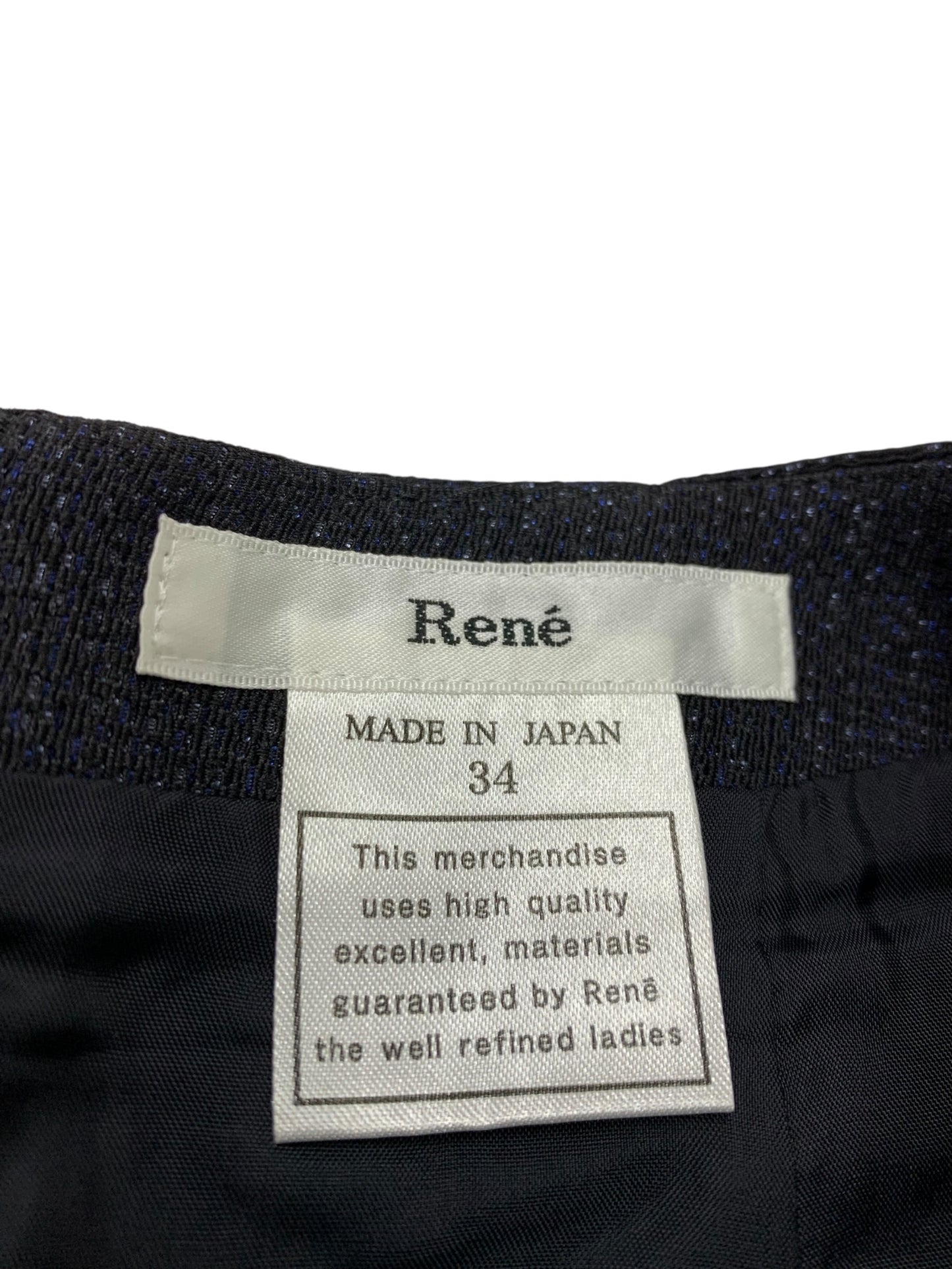 ルネ 6544330 スカート 34 ネイビー TISSUE ツイード リボンブローチ ラメ ITA6977KHLQC 【SALE】