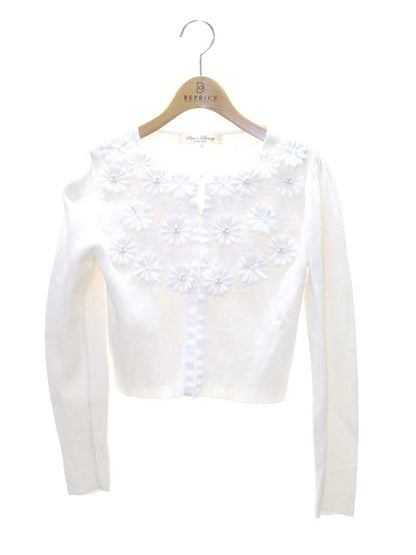 スーパービューティー カーディガン 38 ホワイト レース フラワーモチーフ パール ITEUMIQIETYW