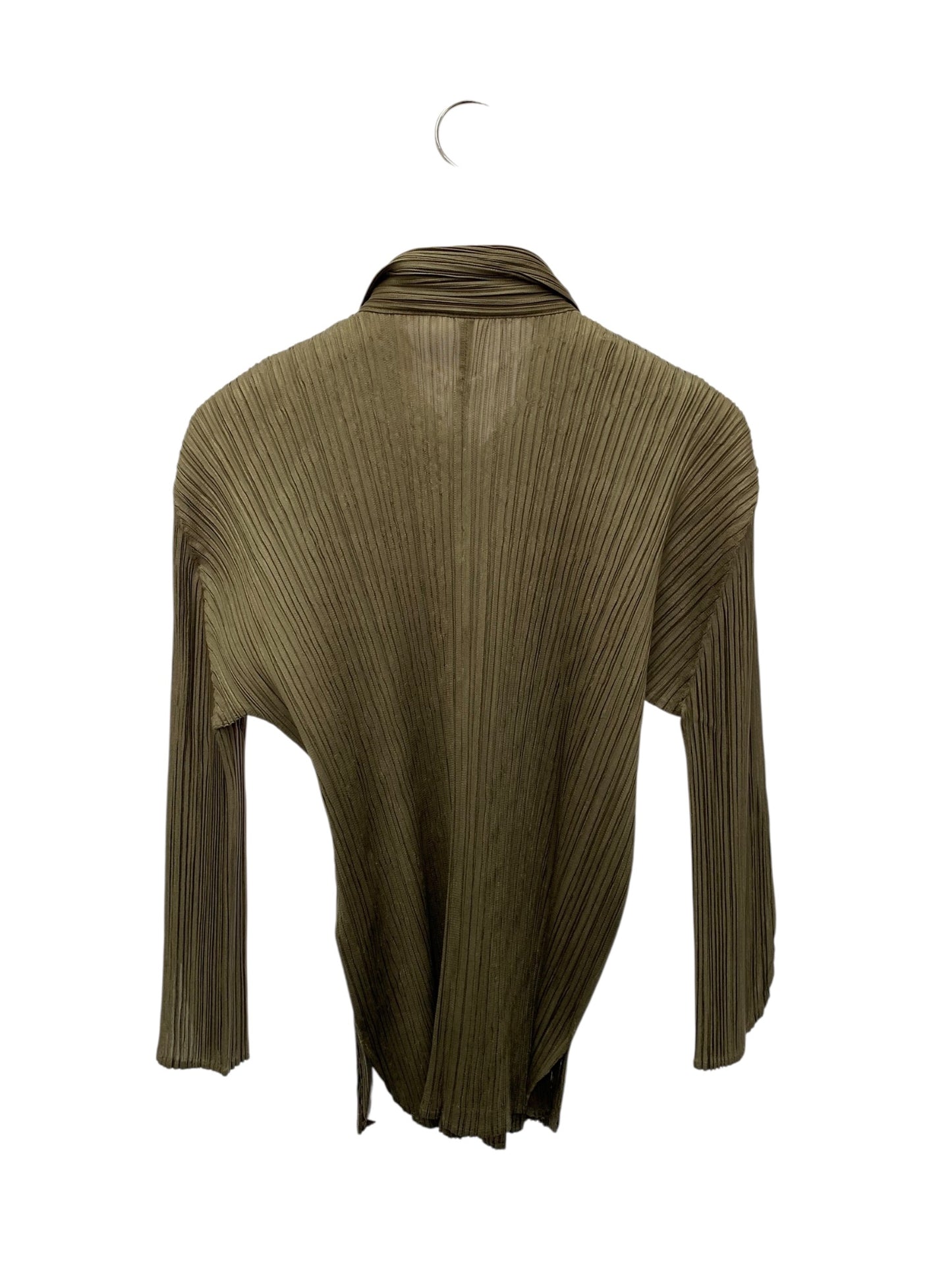 プリーツプリーズイッセイミヤケ PP41-JJ745 ブラウス 3 カーキグリーン プリーツ 丸襟 ITYOSQLGFBOS