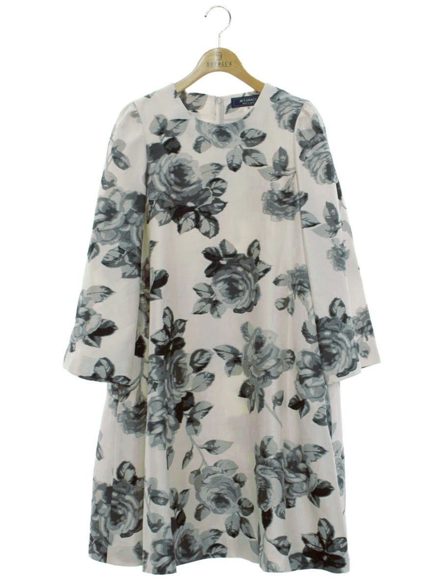 エムズグレイシー 011108 ワンピース 40 ホワイト フラワーモチーフ ITFS7MNMA7G2