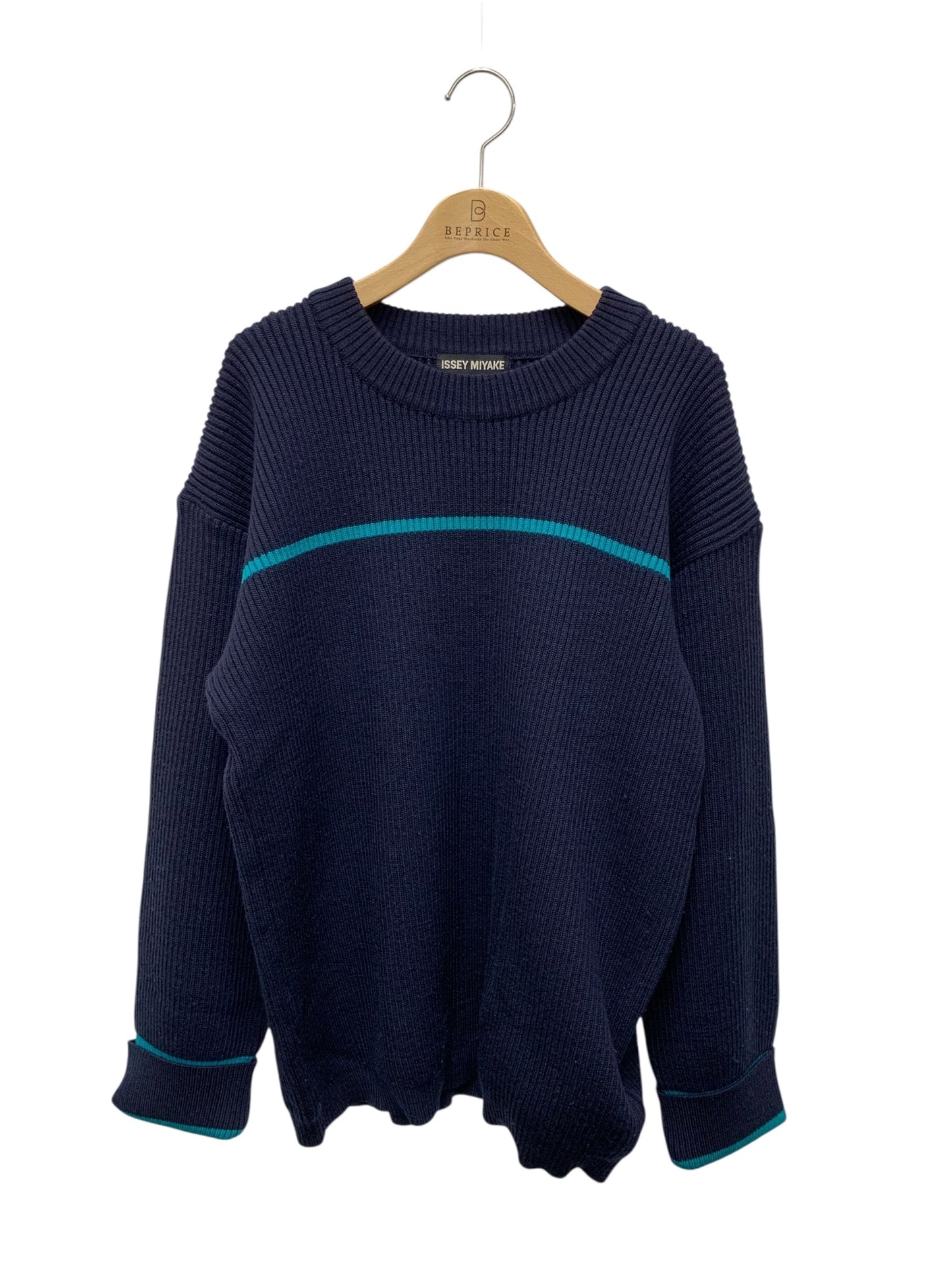 イッセイミヤケ ME33KN029 ニット M ネイビー ライン ウール IT8R99227EW6 【SALE】