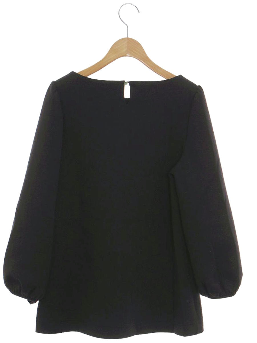 エムズグレイシー 015702 トップス 38 ブラック スウェット生地 フラワー オーガンジー 刺繍 ITJ73SFR6X9S