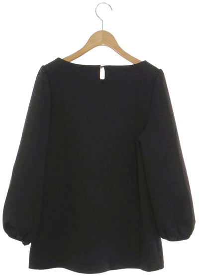 エムズグレイシー 015702 トップス 38 ブラック スウェット生地 フラワー オーガンジー 刺繍 ITJ73SFR6X9S