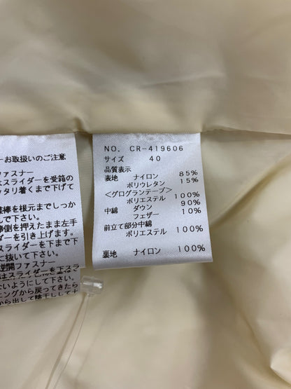エムズグレイシー ストレッチダウンショートコート 419606 40 アイボリー ドローストリング IT5HPFXR57C5