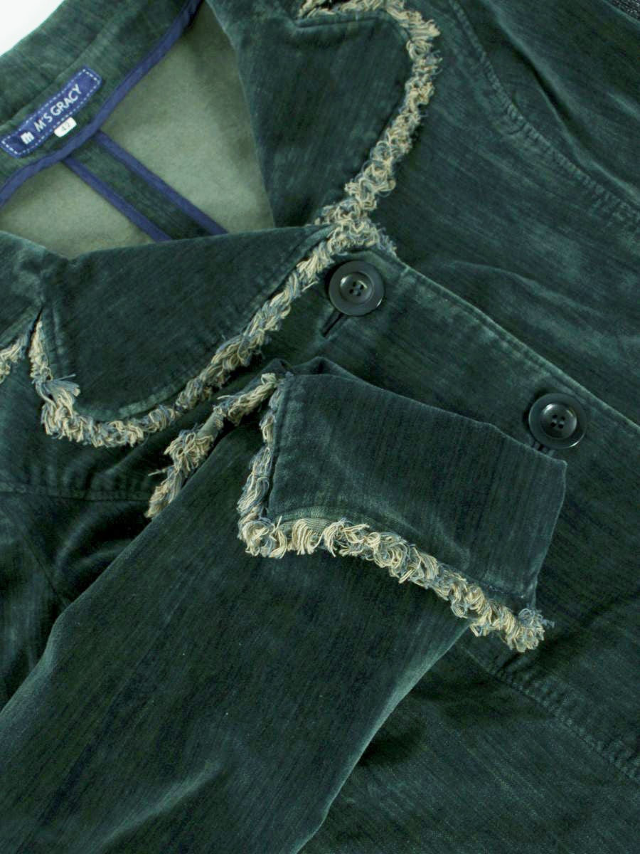 エムズグレイシー 524506 ジャケット 42 ネイビー ブルゾン デニム蝶 ベロア ITHH4TY674K9