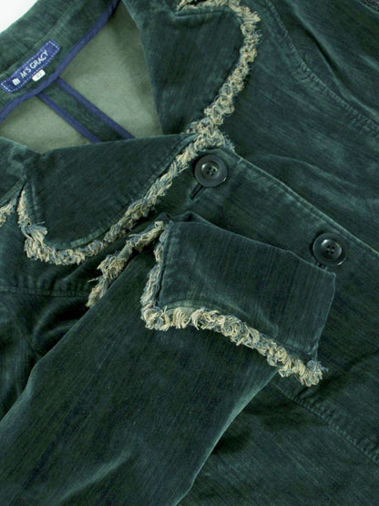 エムズグレイシー 524506 ジャケット 42 ネイビー ブルゾン デニム蝶 ベロア ITHH4TY674K9