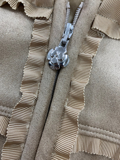 エムズグレイシー スウェードタッチジップアップジャケット 214521 38 ベージュ フリル ITGDKB6VDERW